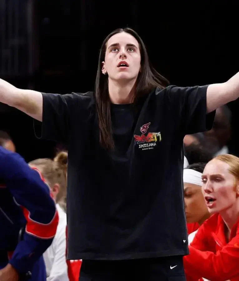 Caitlin Clark WNBA Indiana Fever Black T-shirt Clanton Jacket