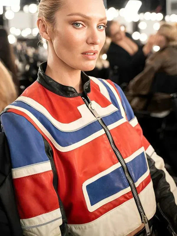 Candice Swanepoel Cropped Leather Jacket Clanton Jacket
