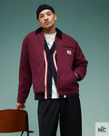 Carhartt WIP OG Detroit Zip Up Jacket In Burgundy Clanton Jacket