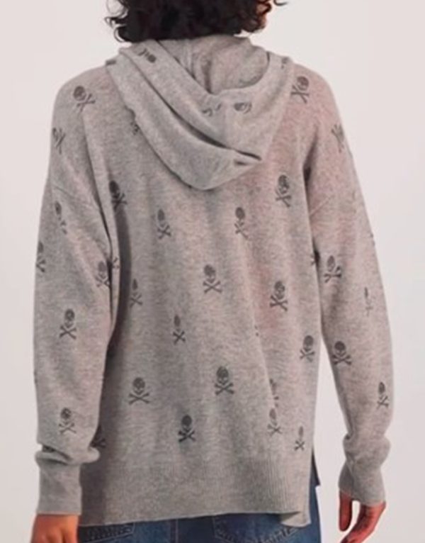 Leanne S01 Kristen Johnston Grey Skull Print Hooded Hoodie Clanton Jacket