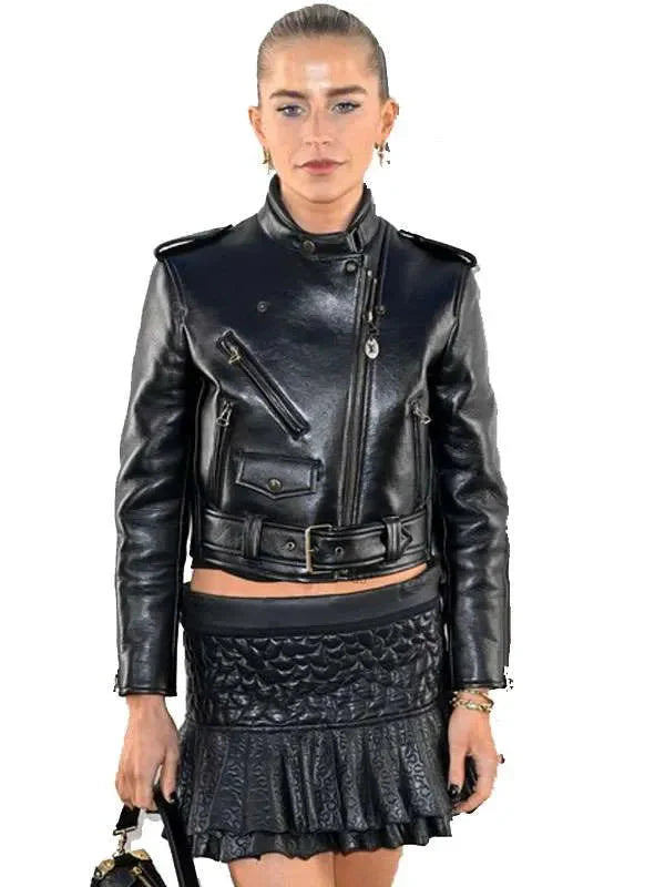 Caroline Daur Black Leather Jacket Clanton Jacket