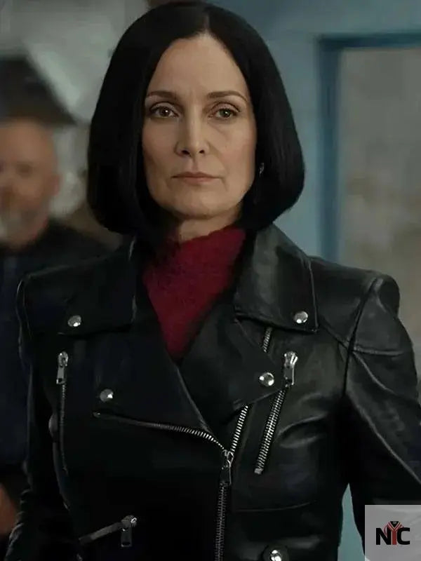 Carrie-Anne Moss FUBAR S02 Black Leather Jacket Clanton Jacket