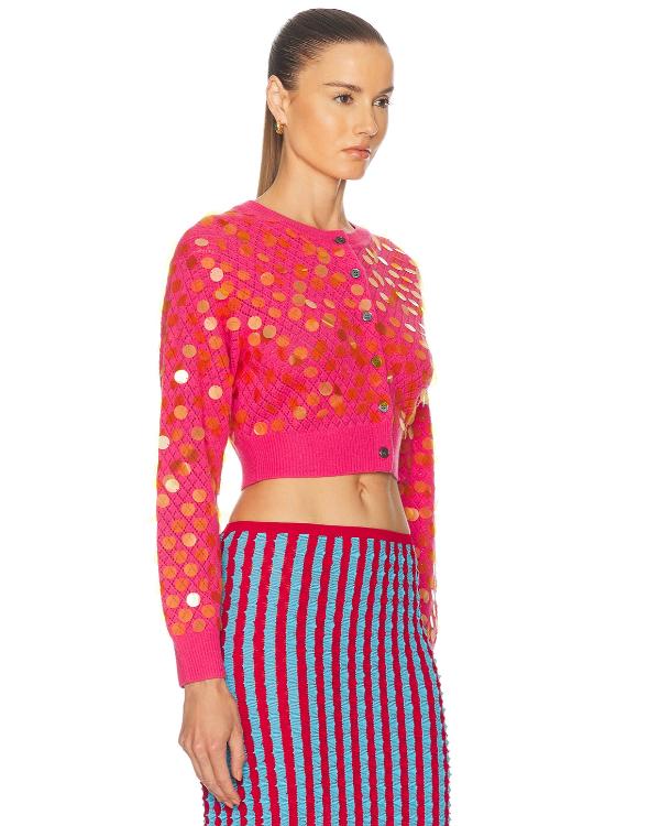 Elsbeth S03 Elsbeth Tascioni Pink Sequined Cropped Cardigan