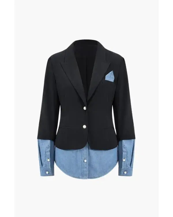 Caught in the Act Unfaithful Tami Roman Denim Patchwork Blazer