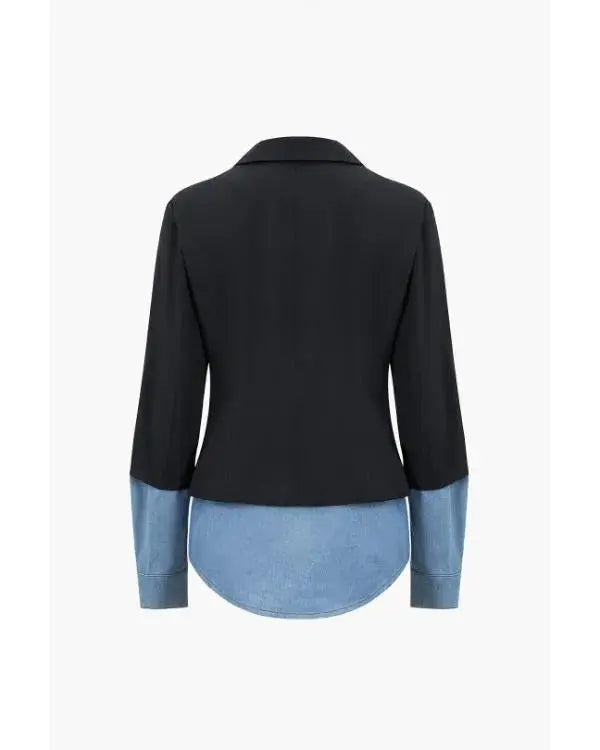 Caught in the Act Unfaithful Tami Roman Denim Patchwork Blazer