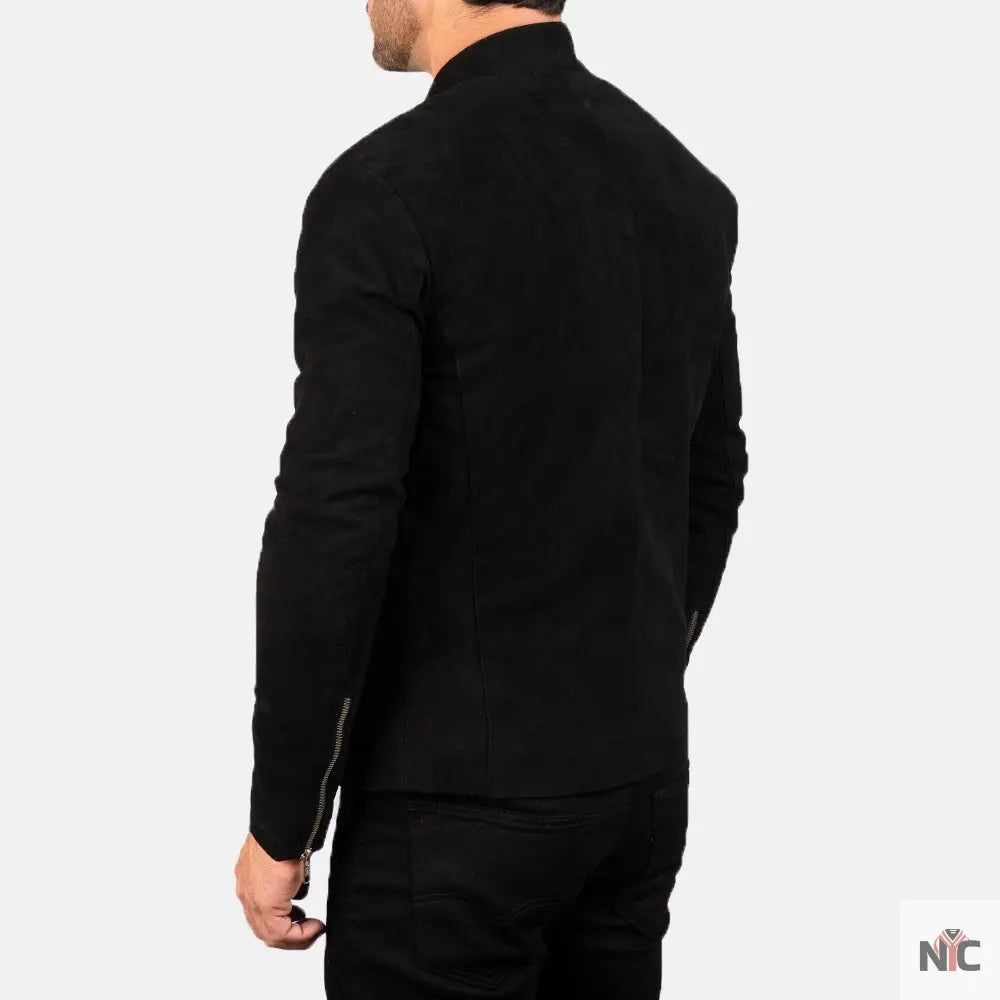Charcoal Black Suede Biker Jacket Clanton Jacket