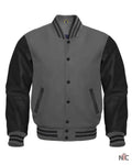 Charcoal Gray And Black Letterman Jacket Clanton Jacket