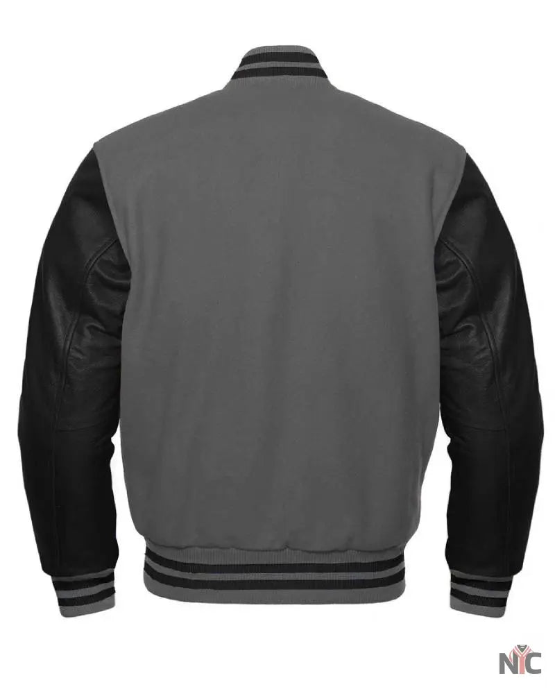 Charcoal Gray And Black Letterman Jacket Clanton Jacket