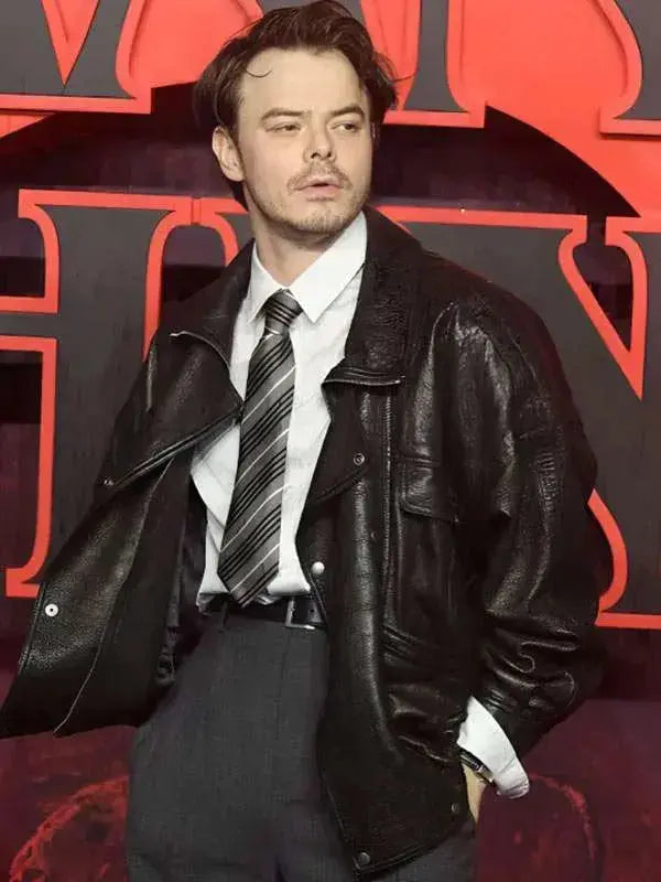 Charlie Heaton Stranger Things S05 UK Special Screening Leather Jacket