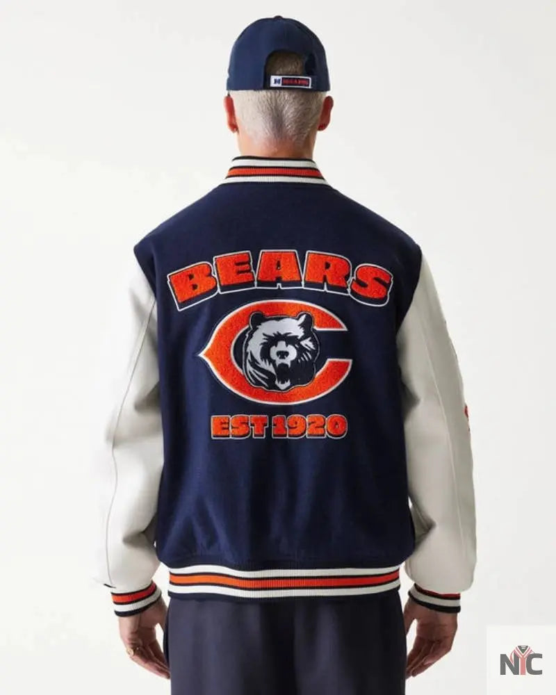 Chicago Bears NFL Navy Varsity Jacket Clanton Jacket