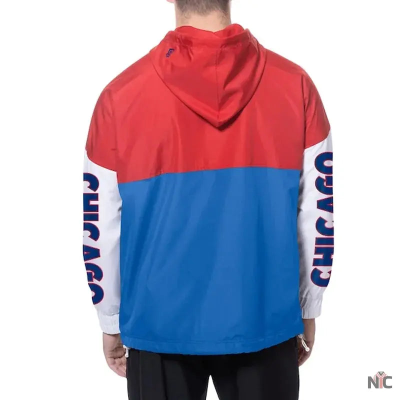Chicago Cubs Color Block Royal/Red Hoodie Windbreaker Clanton Jacket