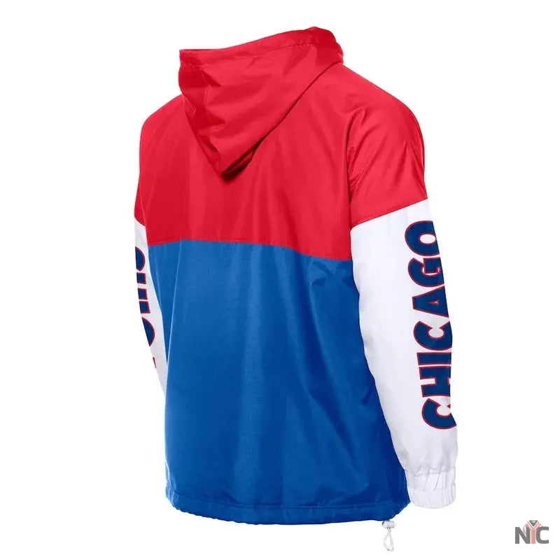 Chicago Cubs Color Block Royal/Red Hoodie Windbreaker Clanton Jacket