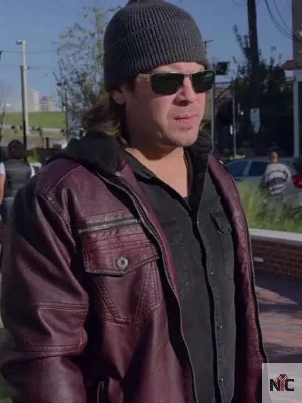 Christian Kane Leverage Redemption Maroon Leather Jacket Clanton Jacket