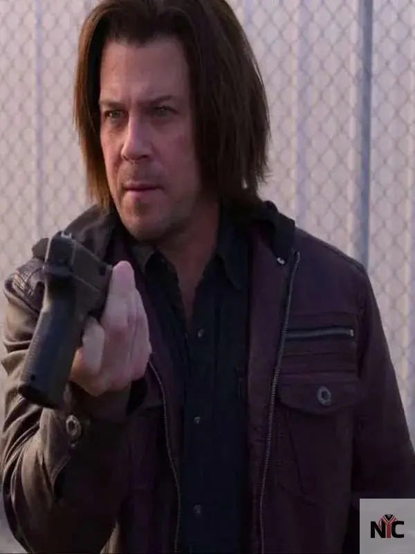 Christian Kane Leverage Redemption Maroon Leather Jacket Clanton Jacket