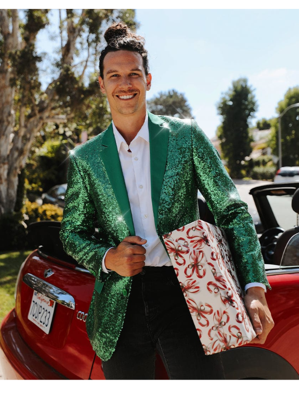 Christmas Green Sequin All Over Blazer