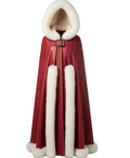 Christmas Red Leather Shearling Fur Cloak