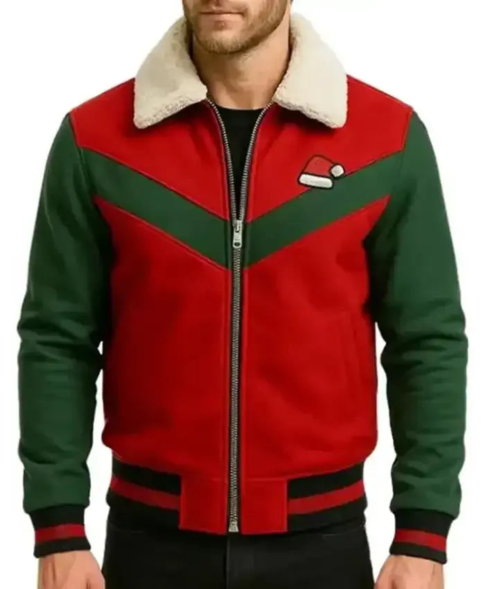 Christmas Red and Green Varsity Jacket