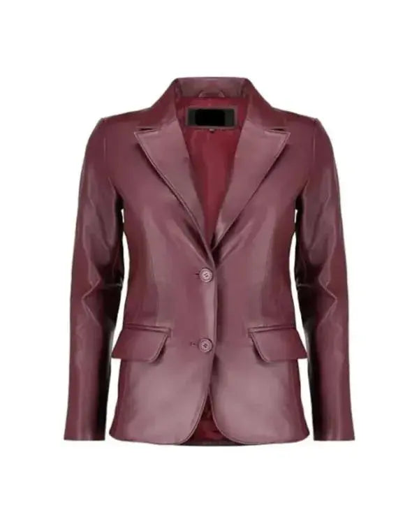 Classic Burgundy Leather Blazer