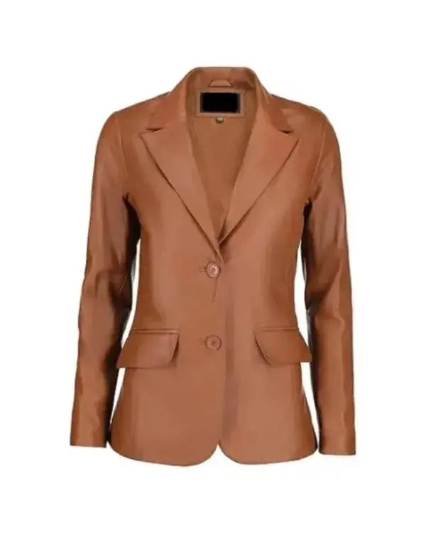 Classic Brown Leather Blazer