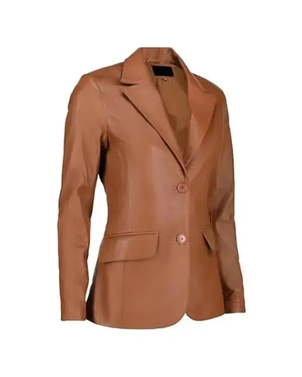 Classic Brown Leather Blazer