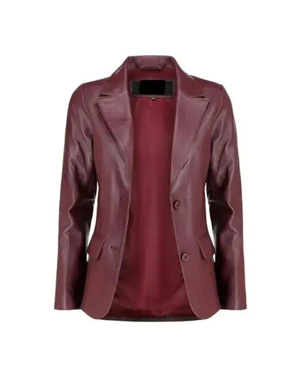 Classic Burgundy Leather Blazer
