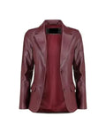 Classic Burgundy Leather Blazer