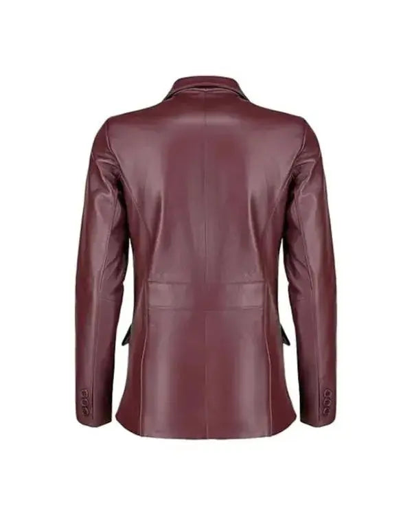 Classic Burgundy Leather Blazer
