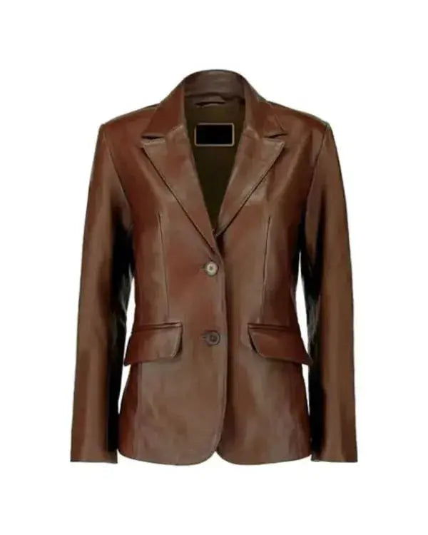 Classic Dark Brown Leather Blazer
