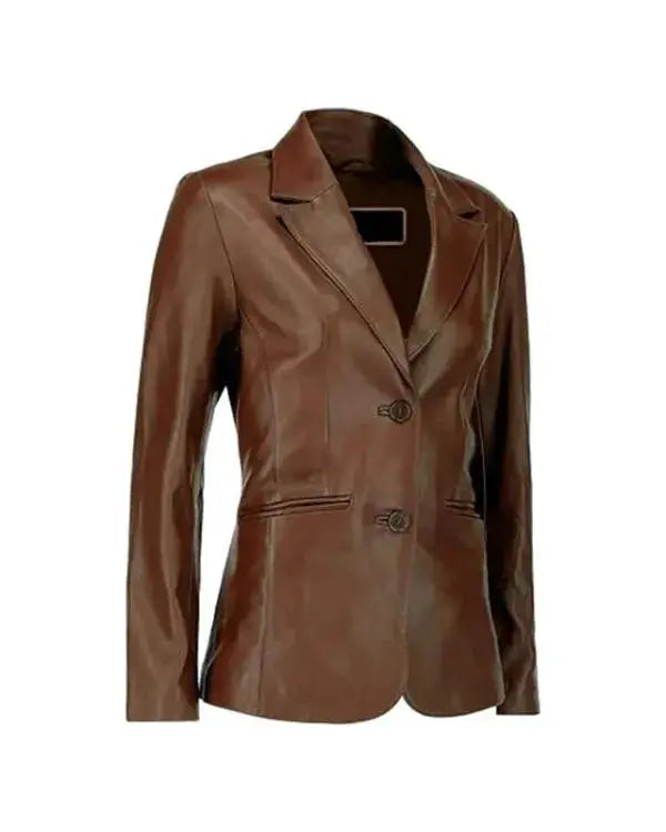 Classic Dark Brown Leather Blazer