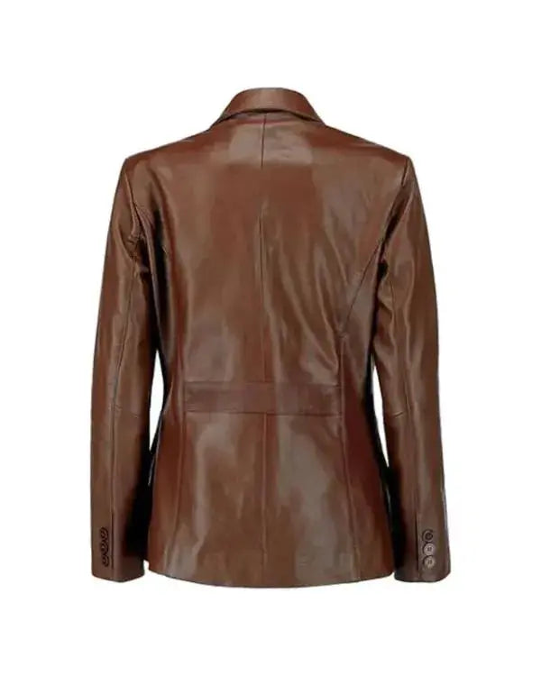 Classic Dark Brown Leather Blazer