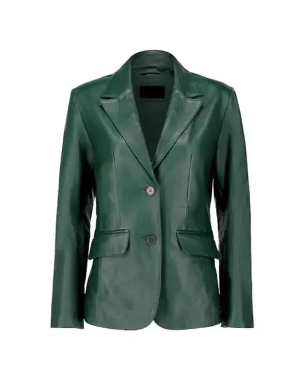 Classic Green Leather Blazer