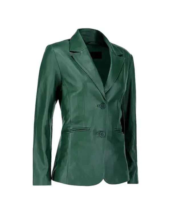 Classic Green Leather Blazer