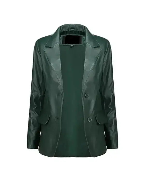 Classic Green Leather Blazer