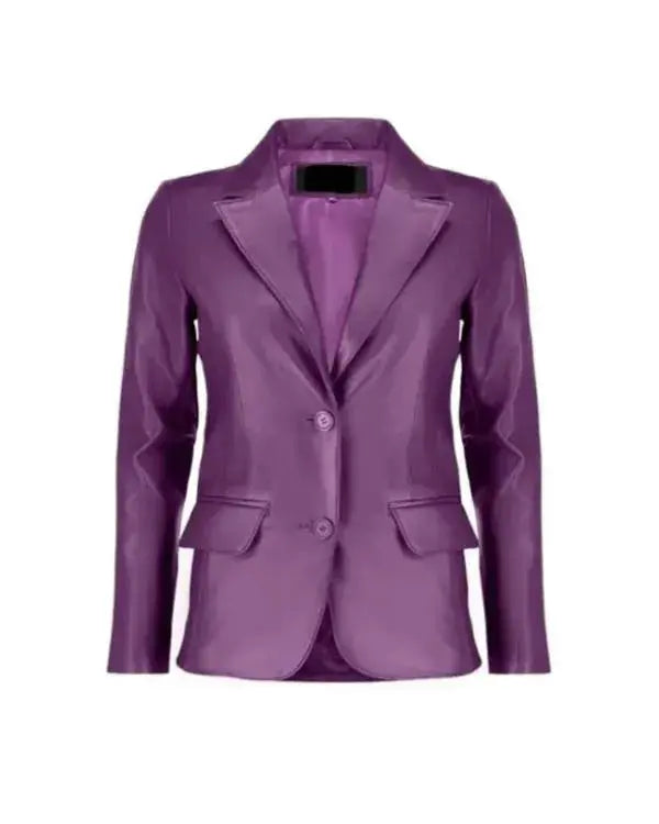 Classic Purple Leather Blazer