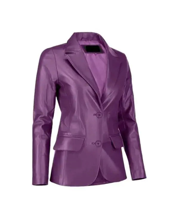 Classic Purple Leather Blazer