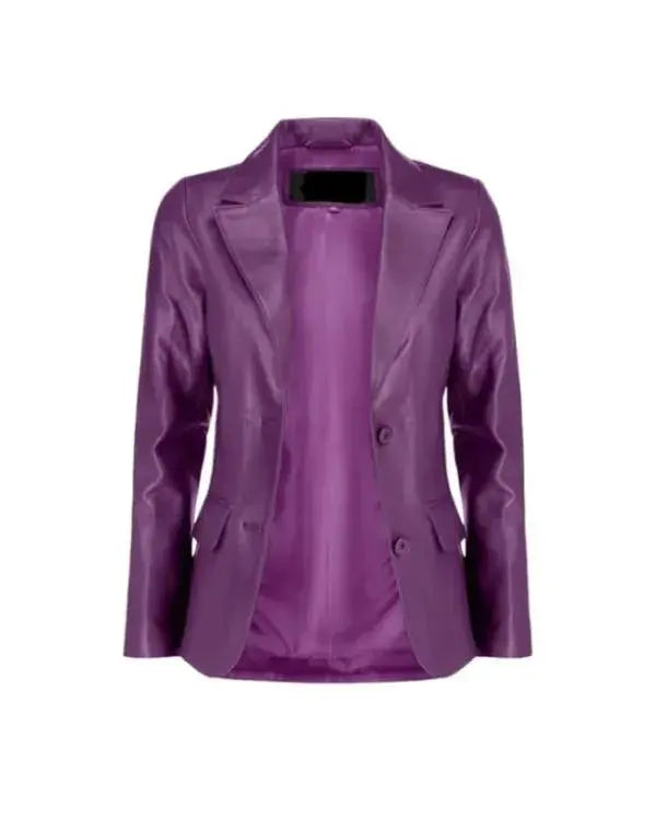 Classic Purple Leather Blazer