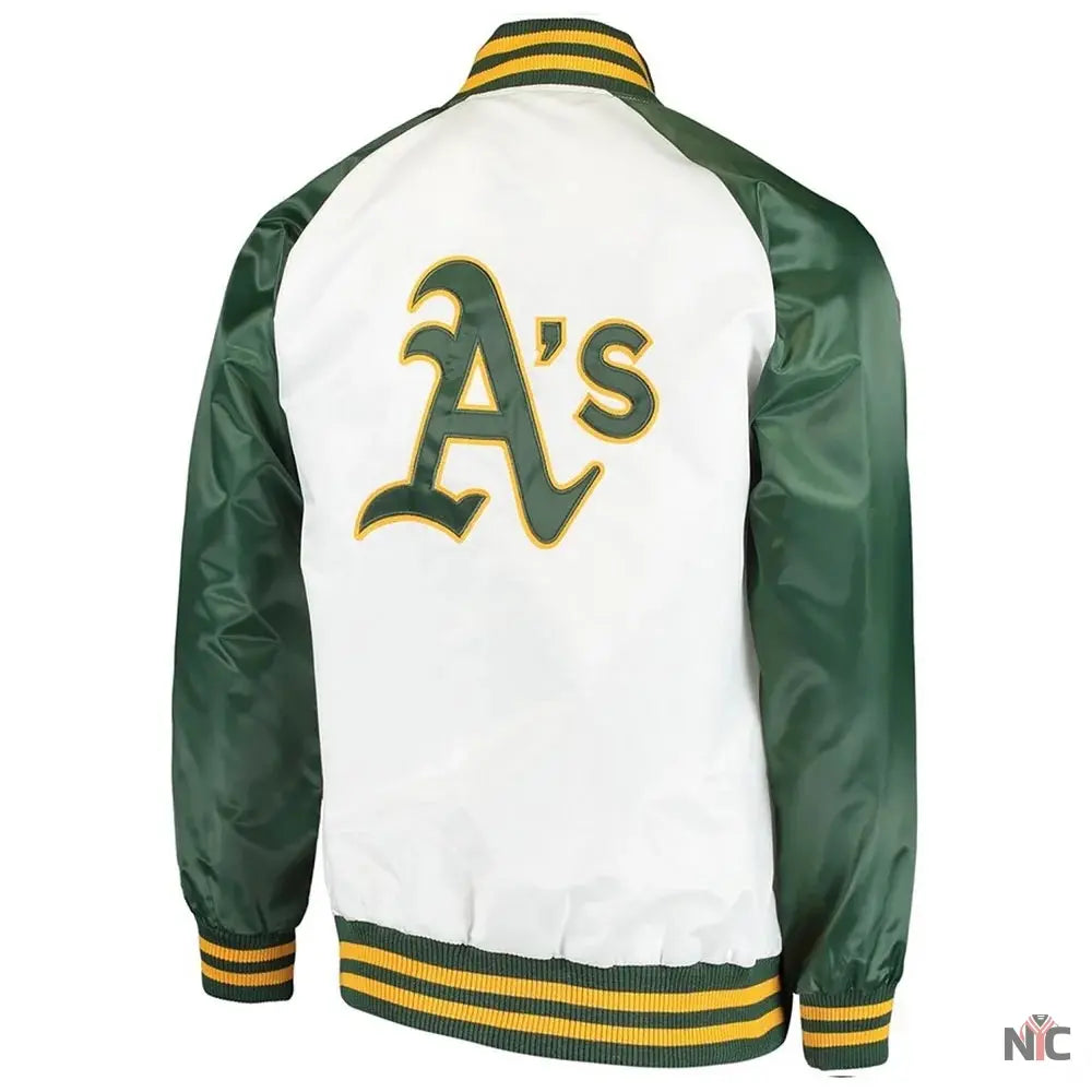 Clean-Up Hitter Oakland Athletics White and Green Jacket Clanton Jacket