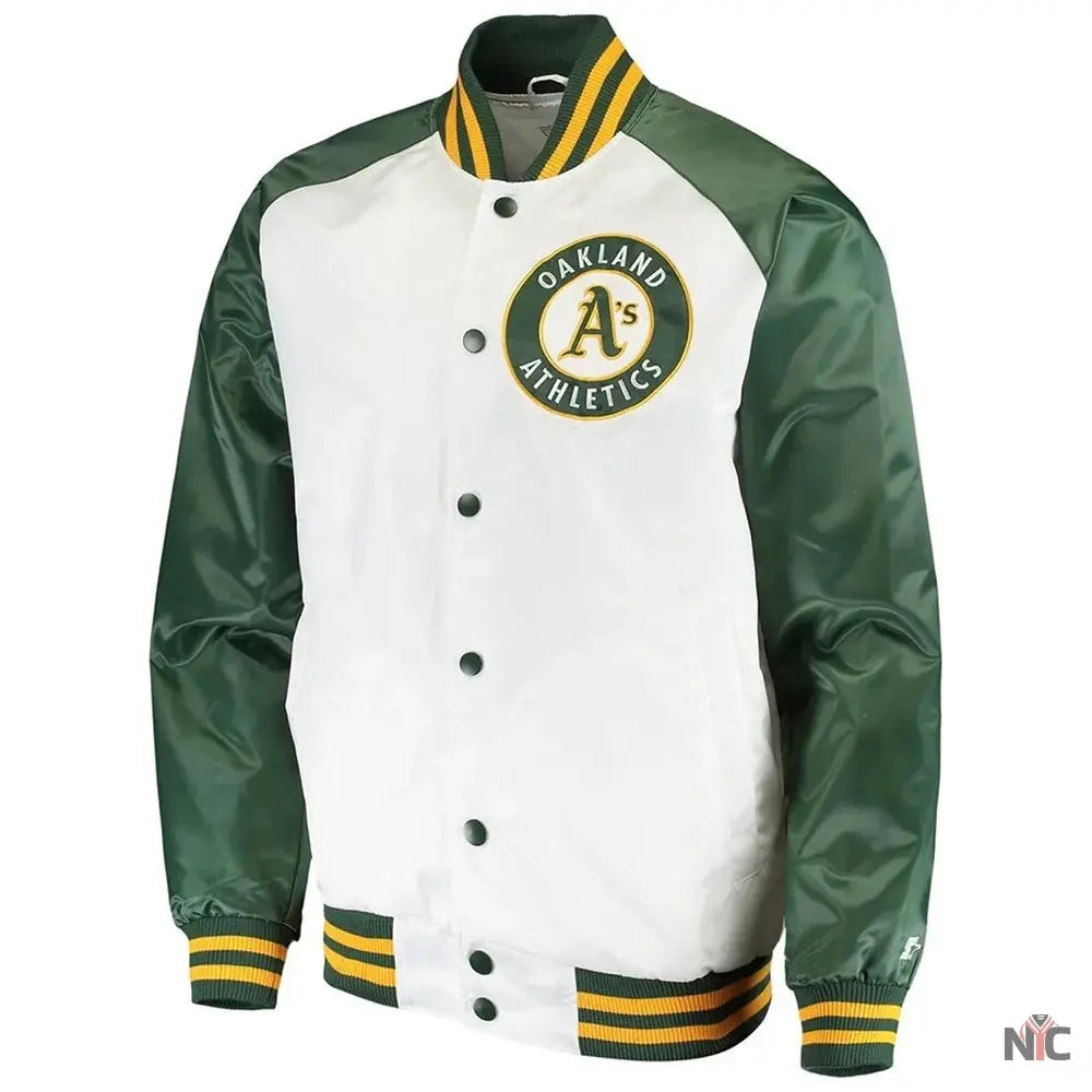 Clean-Up Hitter Oakland Athletics White and Green Jacket Clanton Jacket