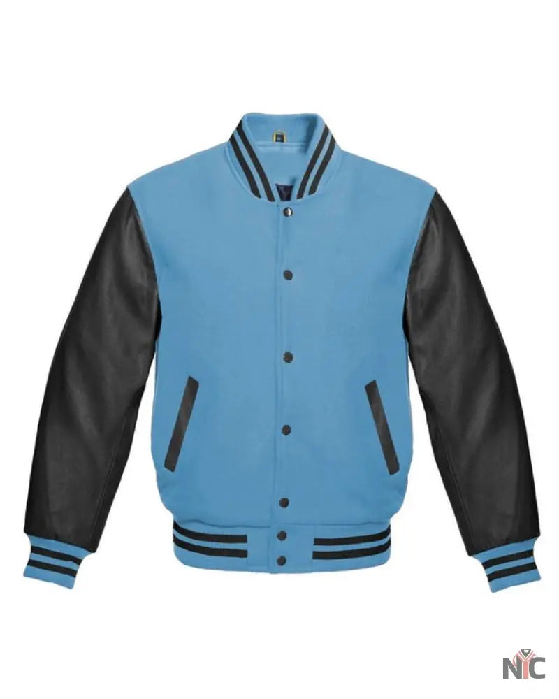 Columbia Blue And Black Varsity Jacket Clanton Jacket