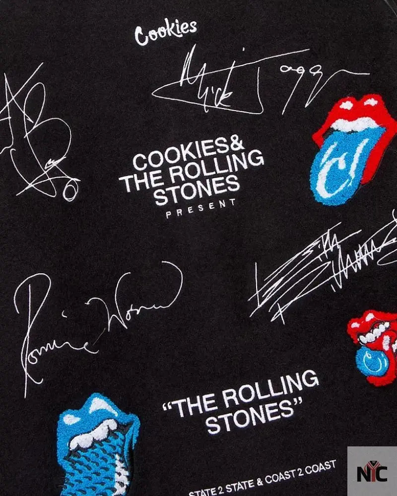 Cookies x The Rolling Stones Letterman Black Varsity Jacket Clanton Jacket