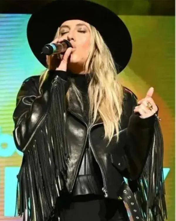 Country Power Players 2024 Lainey Wilson Fringe Leather Jacket
