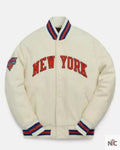 Cream Vintage NBA New York Knicks Varsity Jacket Clanton Jacket