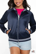 DCC Satin Bomber Jacket in Navy Clanton Jacket