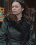 Daddy Issues S02 Aimee Lou Wood Fur Trim Leather Coat