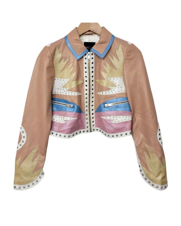 Daddy Issues S02 Studded Cropped Pastel Leather Jacket