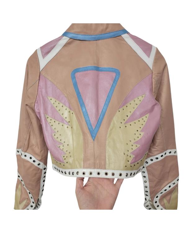 Daddy Issues S02 Studded Cropped Pastel Leather Jacket