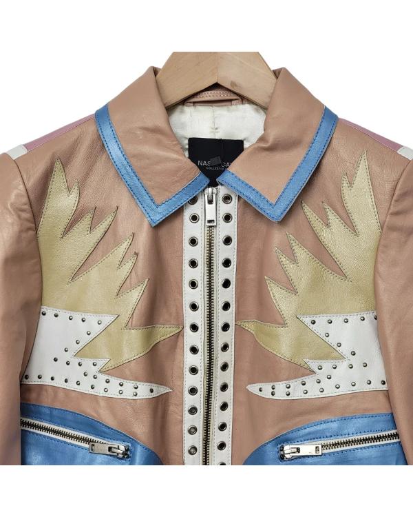 Daddy Issues S02 Studded Cropped Pastel Leather Jacket