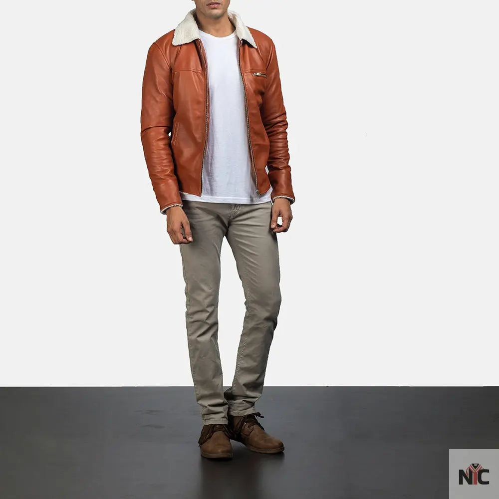 Dan Frost Tan Shearling Jacket Clanton Jacket