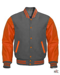 Dark Gray And Orange Varsity Jacket Clanton Jacket