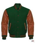 Dark Green And Brown Varsity Jacket Clanton Jacket